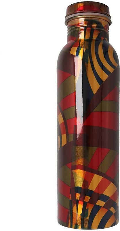 JaipurCrafts Pure Copper Modern Art Printed And outside Lacquer Coated Bottle, Travelling Purpose, Yoga Ayurveda Healing, 1000 ml Bottle  (Pack of 1, Brown, Copper)