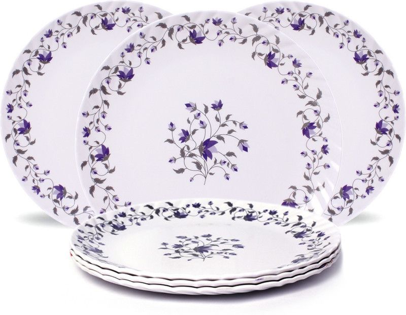 DineShine Round Dinner Plate Pack Of 6 Pcs, 27cm White Dinner Plate  (Pack of 6, Microwave Safe)