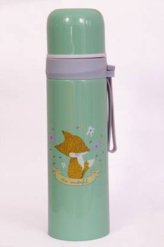 Weblot Steel Water Bottle for Kids, Hot and Cold, BPA Free & Leakproof Double Wall Vacuum 500 ml Flask  (Pack of 1, Green, Steel)