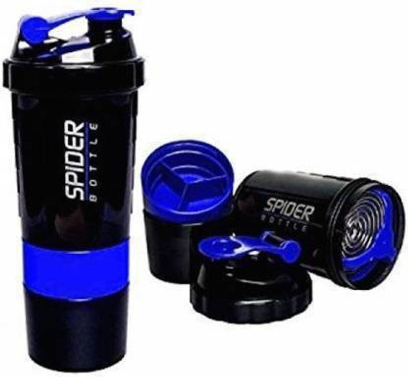 R D SPORTS MALL RD Unisex Spider Gym Sipper Protein Shaker Plastic Water Bottle 500ml 500 ml Bottle  (Pack of 1, Black, Blue, Plastic)
