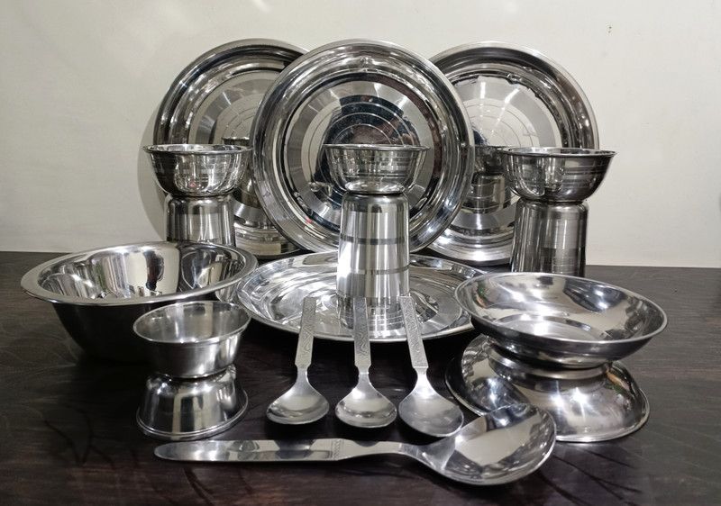 Stainless Steel Plate,Bowl,Glasses,Spoons,Chutni Bowl,DesertBowls Dinner Set