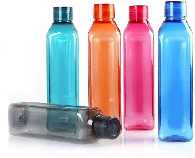 Kmils Unbreakable Plastic Water Bottle, Pani Bottles for fridge, home & office 1000 ml Bottle  (Pack of 5, Multicolor, Plastic)