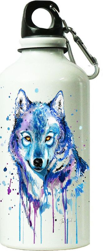 ShopBuzz Water Colour Wolf Printed Sipper Bottle 600 ml Bottle  (Pack of 1, Multicolor, Steel)