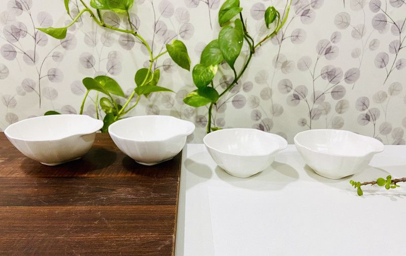HEART STEALER Bone China Soup Bowl Heavy Quality Porcelain Bone China Bowl Serving for Soup Dish  (Pack of 4, White)