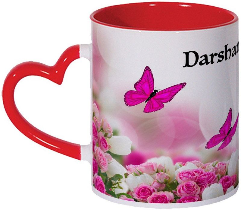 Wagwan Darshan Name Gifts For Brother, Sister, Girlfriend, Boyfriend, Wife Beautiful Butterflies Printed MG20-389 Ceramic Coffee Mug  (350 ml)