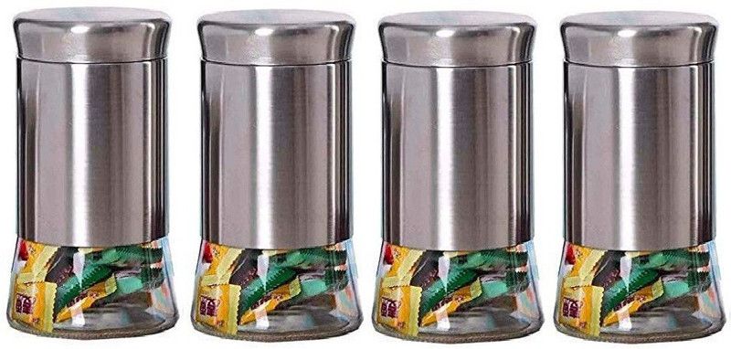 Sv Enterprise Glass Grocery Container - 800 ml  (Pack of 4, Clear)