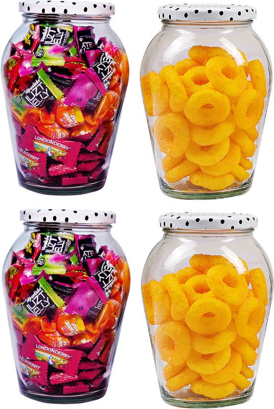 khooshi - 1000 ml Glass Grocery Container  (Pack of 4, Clear)