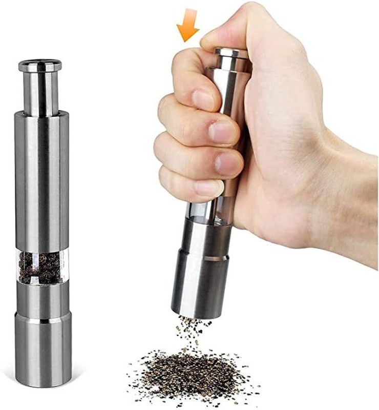 MAHANT ENTERPRISE Mini Pepper Mill Stainless Steel Hand Thumb Press Set Machine Steel Burr Mill Stainless Steel Squeeze Mill  (Steel, Pack of 1)