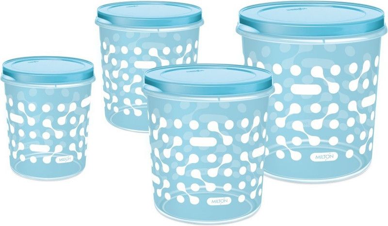 MILTON Plastic Grocery Container - 1000 ml, 3000 ml, 5000 ml, 2000 ml  (Pack of 4, Blue)