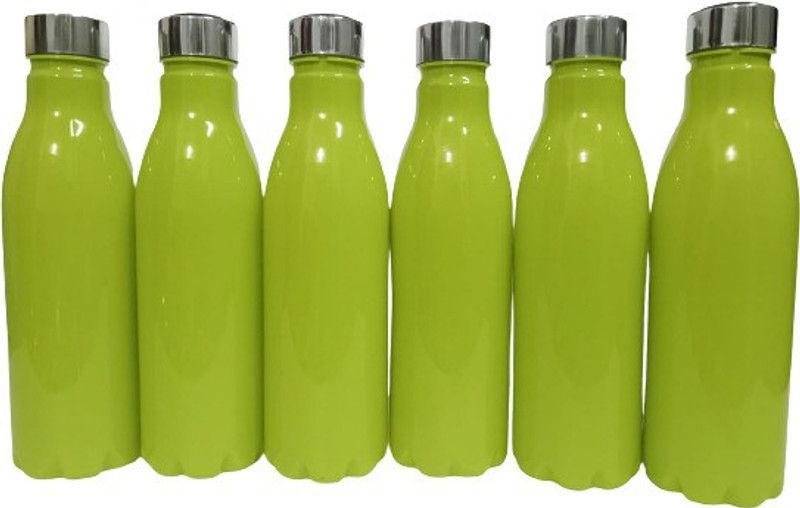 Healthy Mart PACK OF 6 Unbreakable & Durable Water Bottles With Stainless Steel Lids, 1000 ml Bottle  (Pack of 6, Multicolor, Plastic)