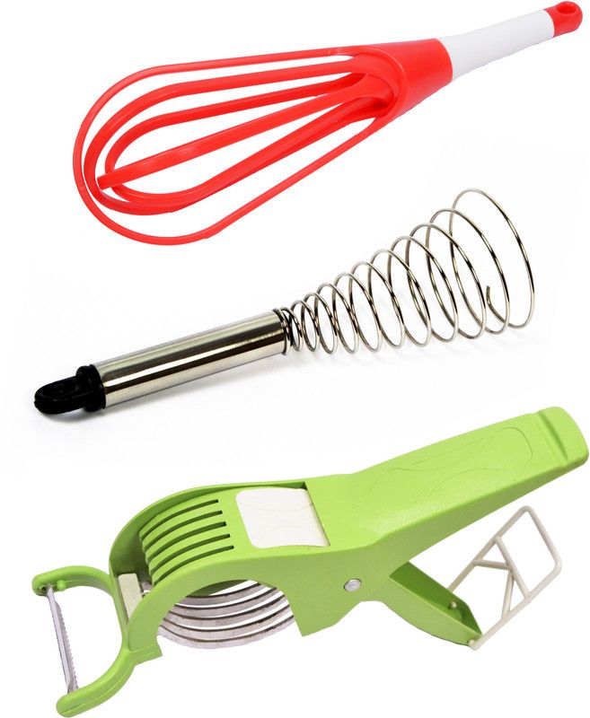 Nivel Egg Beater Veg Cutter with Plastic Folding Whisk Nivel Egg Beater Veg Cutter with Plastic Folding Whisk Kitchen Tool Set  (Multicolor)