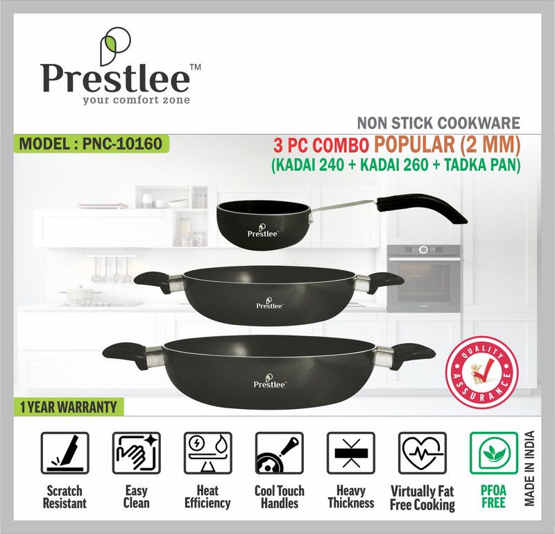 Sabari PrestleePNC-10160 Non-Stick Cookware/Kadhai/Kadai/Kadhai Set/Deep Kadhai Tawa 24 cm diameter  (Aluminium, Non-stick)