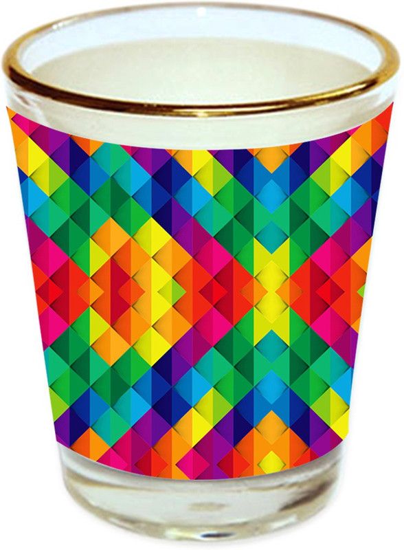 Sri Sai Shopping vodka shot glass multicolor floral design with golden rim for home and bar accessories 40ml (style-10539) Glass Shot Glass  (40 ml, Glass, Multicolor)