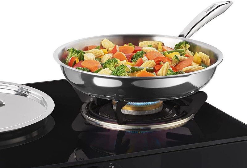 Anantaraa ANTFRYPANWLID24 Fry Pan 24 cm diameter with Lid 1.7 L capacity  (Stainless Steel, Non-stick, Induction Bottom)