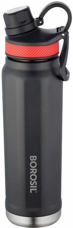 BOROSIL sportsip black 750 ml Bottle  (Pack of 1, Black, Steel)