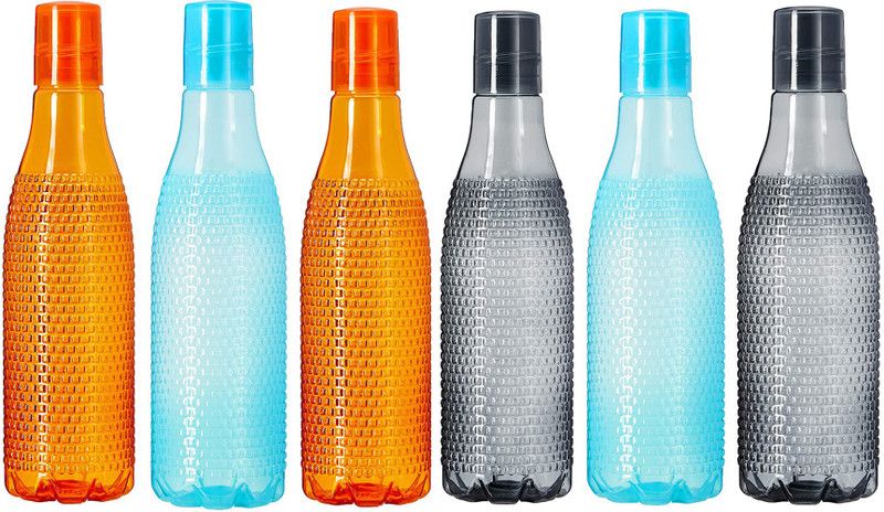VM BOND Unbreakable 1000 ml Bottle Fridge Water Bottle 1000 ml Bottle  (Pack of 6, Multicolor, PET)