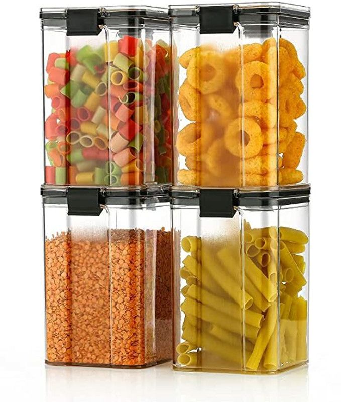 DELSHA Plastic Grocery Container - 1100 ml  (Pack of 4, Multicolor)