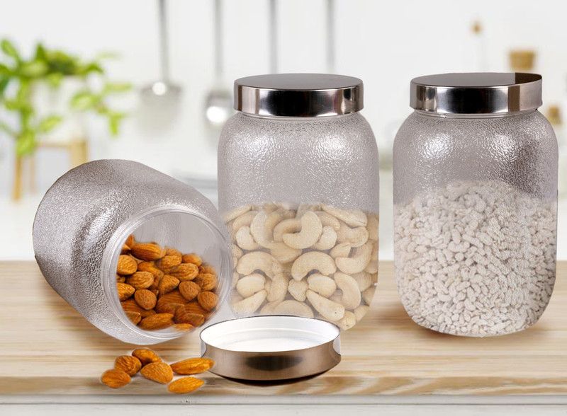Good Times Plastic Tea Coffee & Sugar Container - 650 ml  (Pack of 3, Silver)
