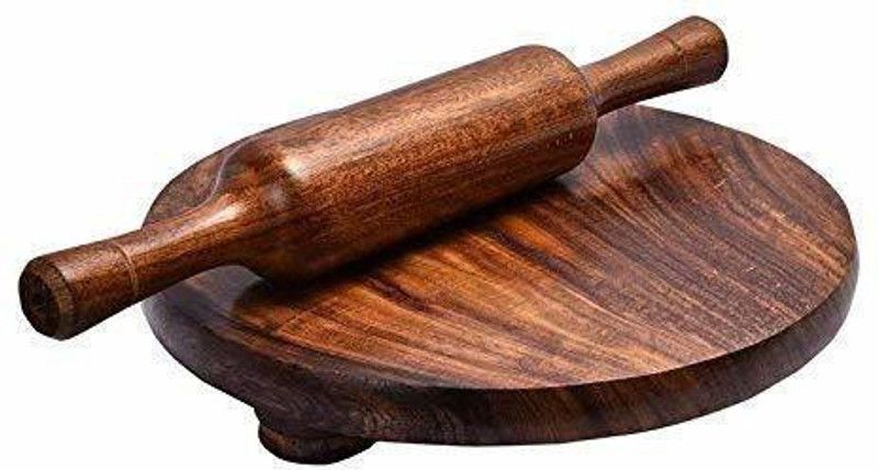 Elburs Sheesham Wooden Chapati Maker | Best Daily Use Chakla Belan Set | Roti Roller/Rolling Pin Rolling Pin & Board  (Brown, Pack of 2)