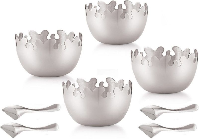 Stainless Steel Serving Bowl  (Silver, Pack of 4)