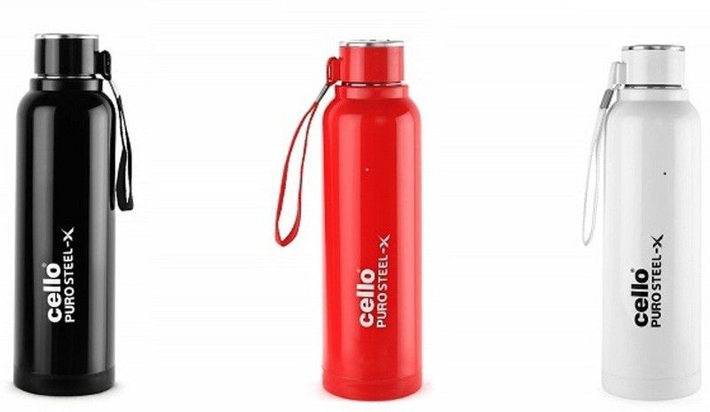 cello BENZ 900 ml Stainless Steel Insulated 900 ml Flask  (Pack of 3, Multicolor, Steel)