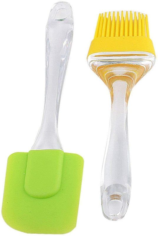 ANIAN Silicone Spatula and Brush Set for Pastry, Cake Mixer, Decorating, Cooking, Baking, Silicone Spatula and Pastry Brush, Set of 2 (Multicolour) Silicone Flat Pastry Brush  (Pack of 2)