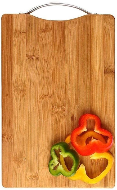 IVAR Bamboo Kitchen Chopping Cutting Slicing Board with Steel Handle 30x20 CM Wooden Cutting Board  (Pack of 1 Dishwasher Safe)