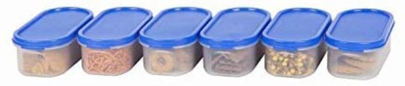 TUQQERWEREE Polypropylene Grocery Container - 500 ml  (Pack of 6, Blue, Clear)
