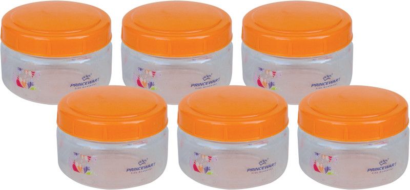PRINCEWARE Plastic Grocery Container - 60 ml  (Pack of 6, Clear, Orange)