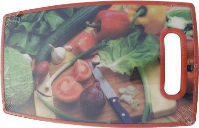 Mobfest Cutting Board with Handle Grip | Vegetable Fruit/Fish/Meat/Chopping Board. Plastic Cutting Board  (Multicolor Pack of 1 Dishwasher Safe)