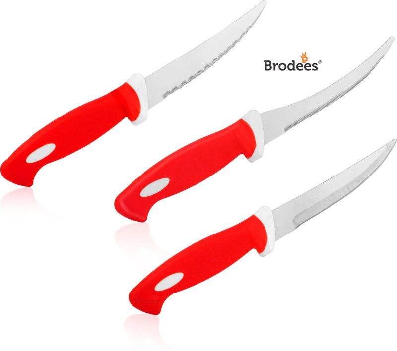 BRODEES Stainless Steel Kitchen Knife Set of 3 Pcs Stainless Steel, Plastic Knife  (Pack of 3)