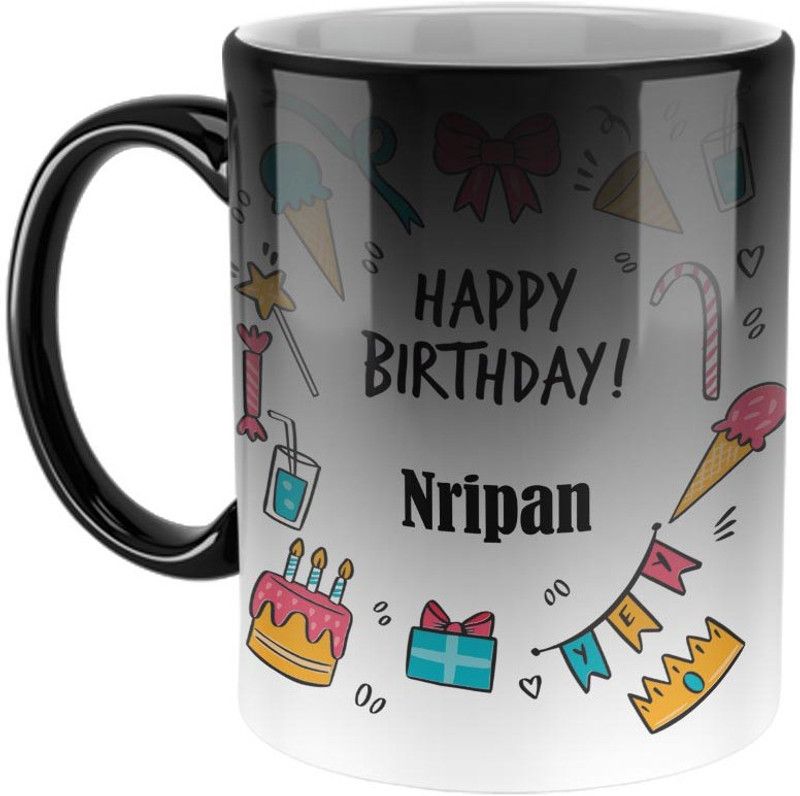 Furnish Fantasy Best Birthday Gift - Color Changing Magic, Name - Nripan Ceramic Coffee Mug  (350 ml)