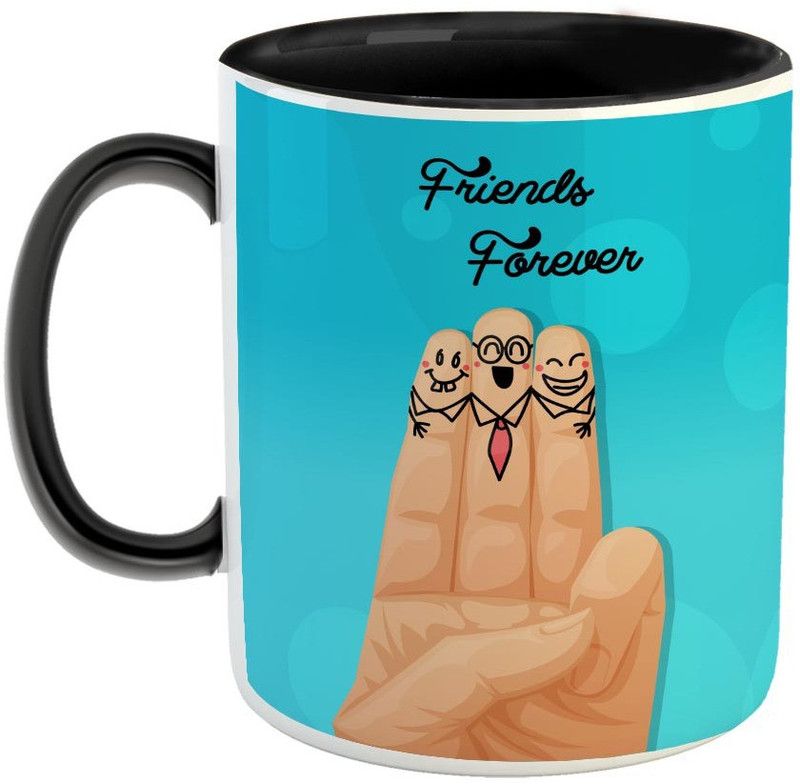 FABTODAY Friends Forever Coffee - Best Gift for Friend / Frienship Day - Color - Black (0325) Ceramic Coffee Mug  (350 ml)