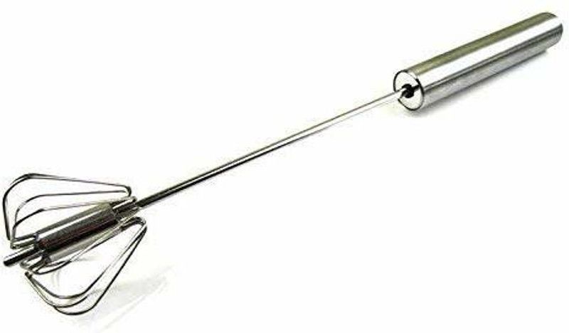 DRHIVE Stainless Steel Hand Mixi - Handy churner/Hand Valona/Hand S.S Churner/Lassi Maker/Butter Milk/Milk Shake/Tadkaa Daal/Cocktail/Sarabat Maker/Cold Coffee at Home (Silver) (1pcs) Stainless Steel Spiral Whisk