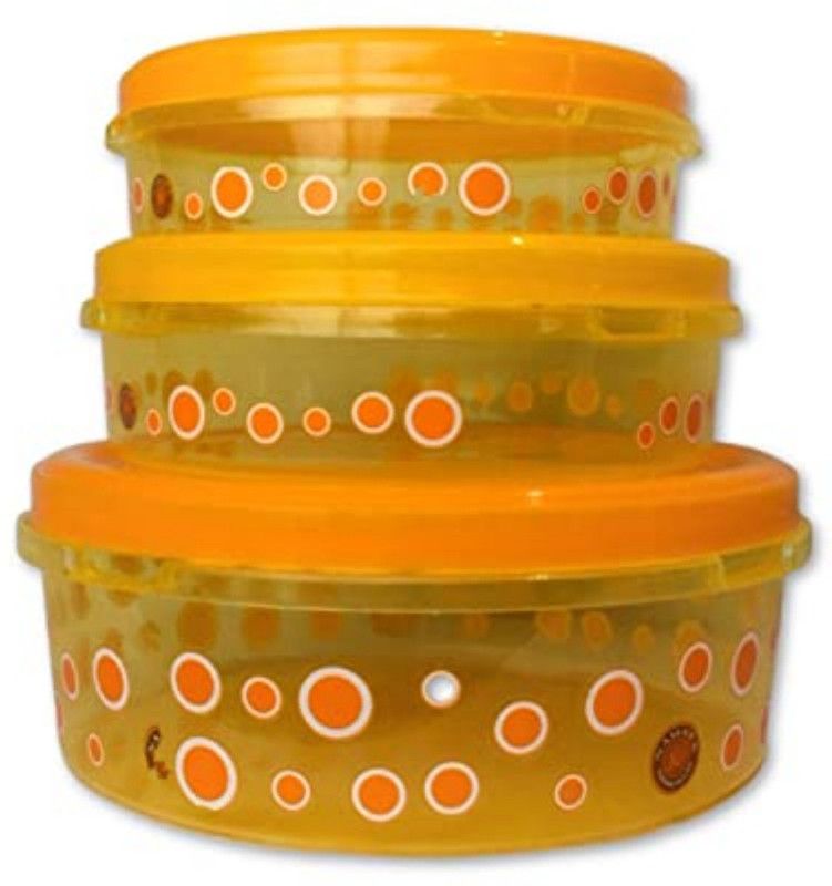 AZIRAJ Plastic Grocery Container - 500 ml  (Pack of 3, Yellow)