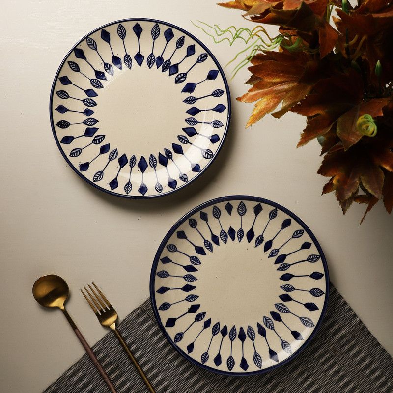 THE DECOR MART Arrow Blocks Dinner Plate Dinner Plate  (Pack of 3, Microwave Safe)