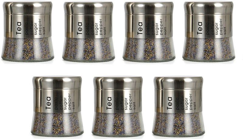 Sv Enterprise Glass Tea Coffee & Sugar Container - 360 ml  (Pack of 7, Clear)