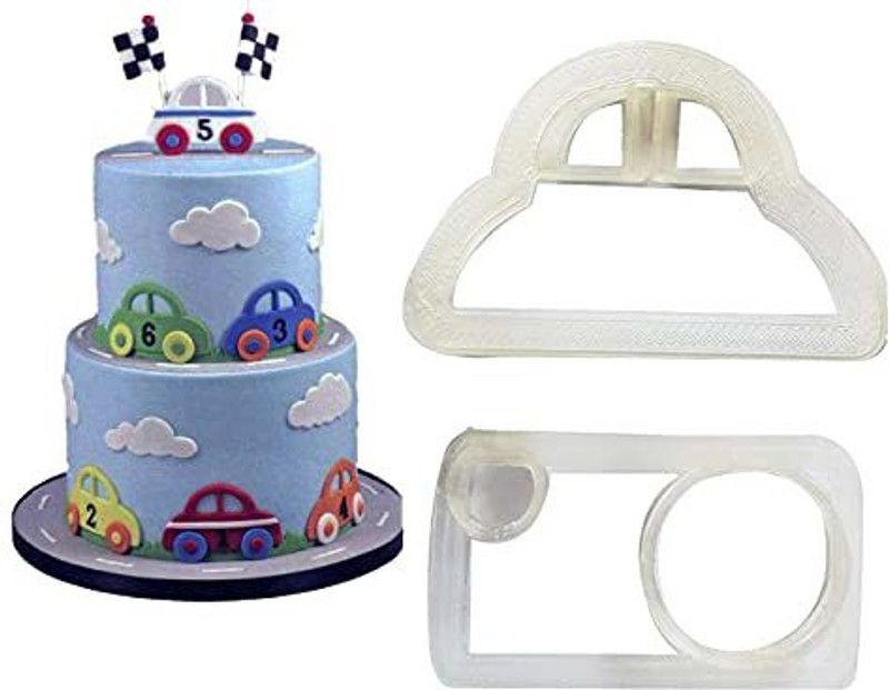 ALAMDAAR 2pcs Car Theme Fondant Sugarpaste Gumpaste Biscuits Brownies Cupcakes Decoration Cookie Cutter  (Pack of 2)