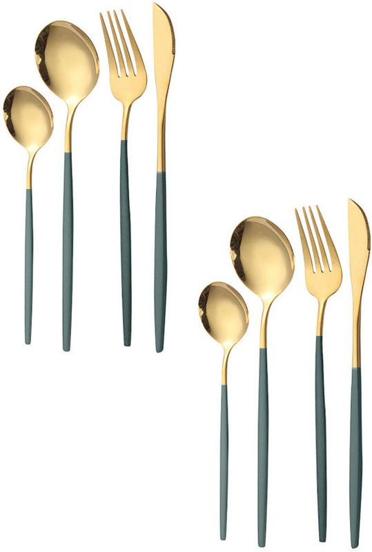 TRIFECTA Stainless Steel Flatware serving set Tableware Cutlery Set Steel Cutlery Set  (Pack of 8)
