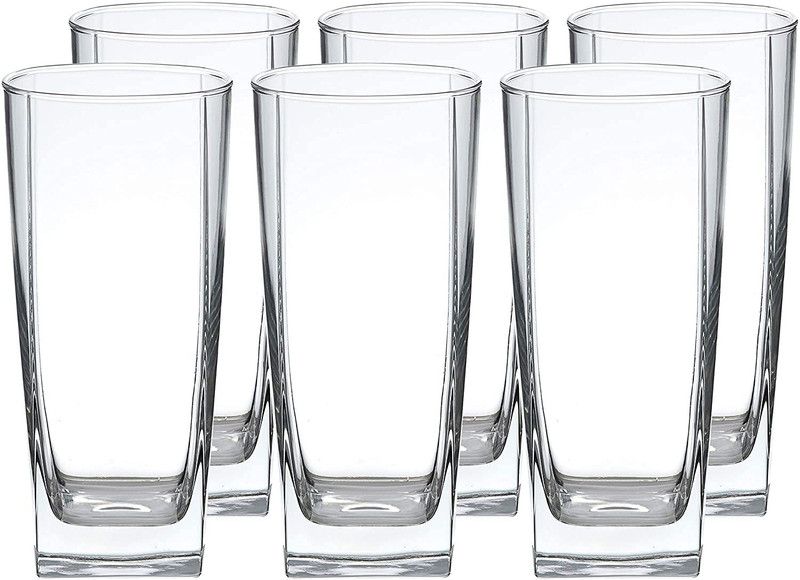 basicbelle (Pack of 6) 300ml Highball Glasses for Water, Milk, Juice, Beer, Wine,Cocktails, Drinking Glass Set Water/Juice Glass  (300 ml, Glass, Clear)