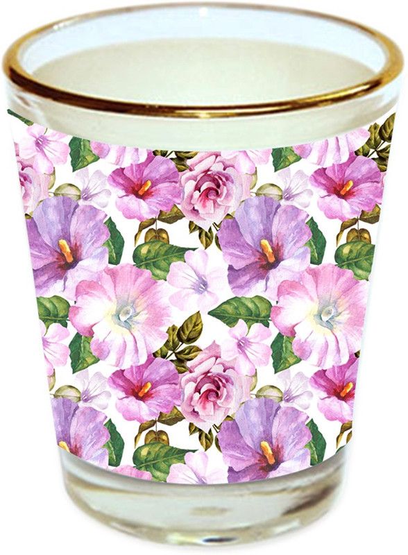 Sri Sai Shopping vodka shot glass multicolor floral design with golden rim for home and bar accessories 40ml (style-10340) Glass Shot Glass  (40 ml, Glass, Multicolor)