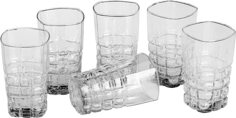 Somil (Pack of 6) Somil Stylish Shape Self Designer Multipurpose Glass Design No-N05 Set Of 6 Glass Set Water/Juice Glass  (310 ml, Glass, Clear)