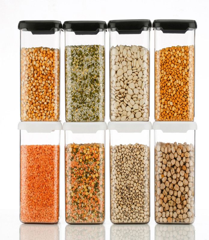 PMS Plastic Cereal Dispenser - 1500 ml  (Pack of 8, Black)