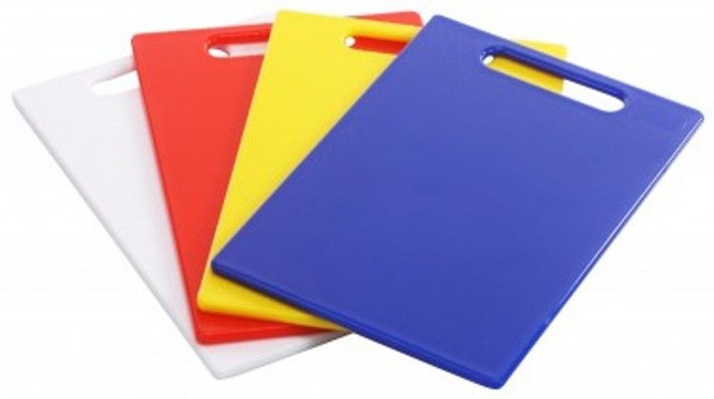 VARMORA Chopping Board Plastic Cutting Board  (Red, Yellow, Blue, White Pack of 1 Dishwasher Safe)