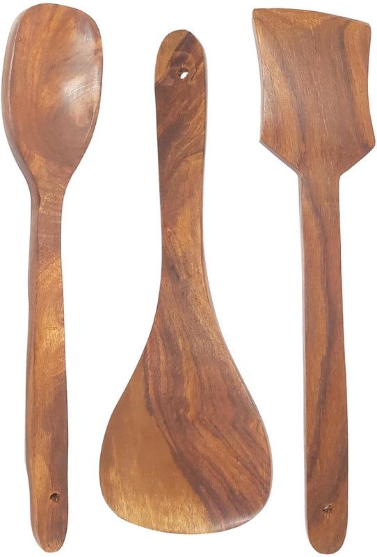 DESI KARIGAR Wooden Cooking Spoon (Pack Of 3) Kitchen Tool Set  (Ladle)