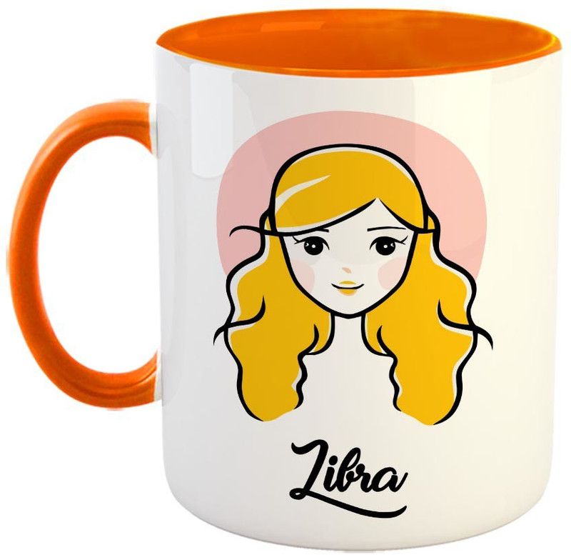 FABTODAY Virgo Zodiac Sign Coffee - Best Festive Gift for Family and Friends - Color - Orange (0472) Ceramic Coffee Mug  (350 ml)