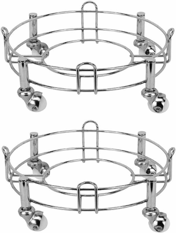 Taxton Heavy Stainless Steel Gas Cylinder Trolley With Wheel (Pack of 2)| Gas Trolly | Lpg Cylinder Stand | Gas Trolly Wheel |Cylinder Trolley with Wheels | Gas Cylinder Trolley  (Orange)