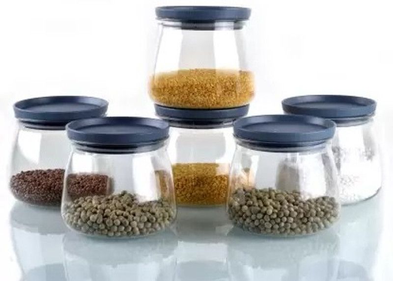 ARIZON Plastic Grocery Container - 900 ml  (Pack of 6, Grey)