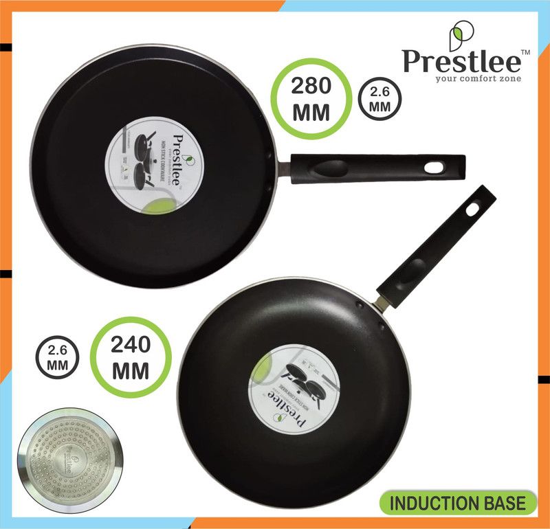 Sabari Prestlee Flat Tawa 280,Frypan 240 (2.6)-IB/Dosa Tawa/Tawa Set/Tawa Combo/Tawas Tawa 28 cm diameter  (Aluminium, Non-stick)