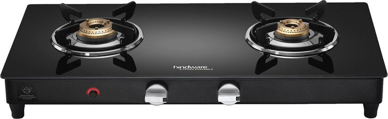 Hindware ARMO Plus GL 2B AI BLK Glass, Steel Automatic Gas Stove  (2 Burners)